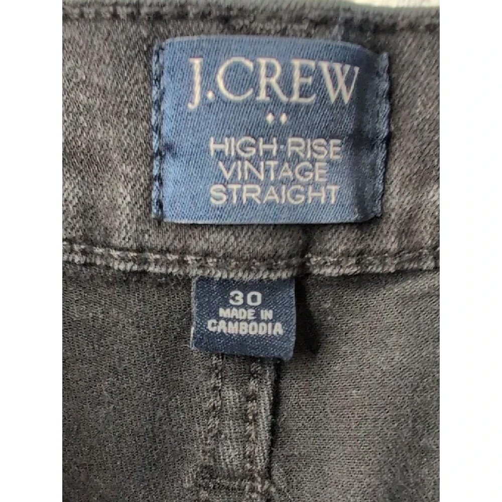 J. Crew Black High Rise Vintage Straight Ankle Crop Jeans Size 30